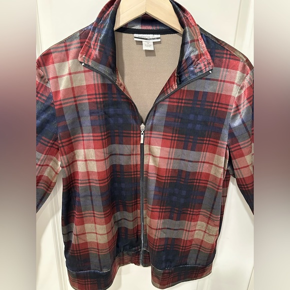 MIRROR IMAGE Plaid Velour Full Zip Jacket Women’s Medium - Picture 5 of 15